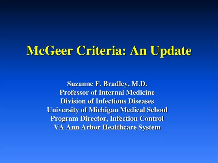 mcgeer criteria an update