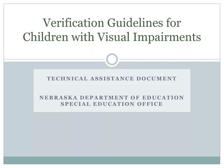 verification guidelines for children with visual impairments