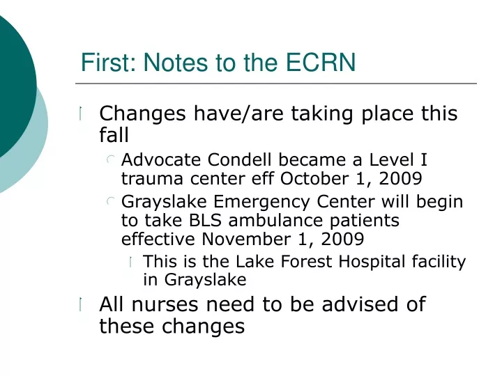 first notes to the ecrn
