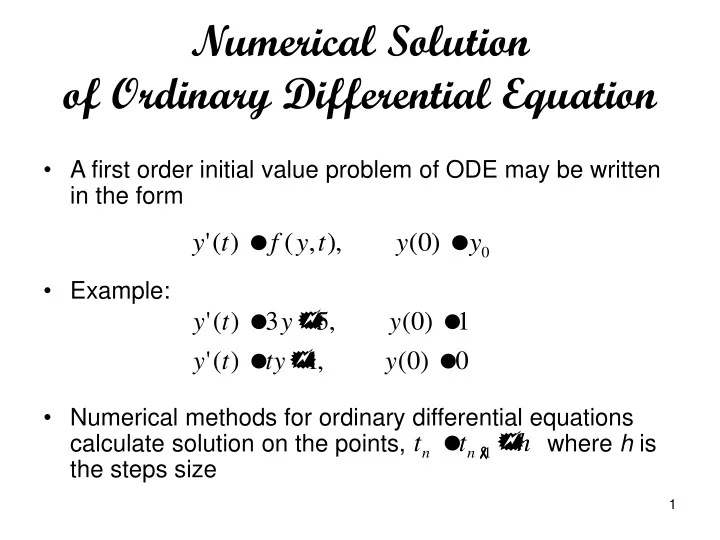 numerical solution of ordinary differential equation