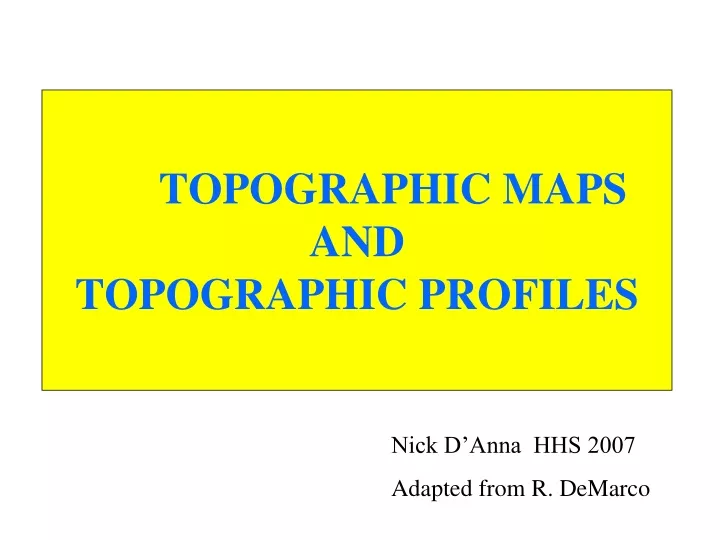 topographic maps and topographic profiles