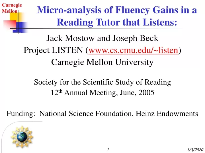 micro analysis of fluency gains in a reading tutor that listens