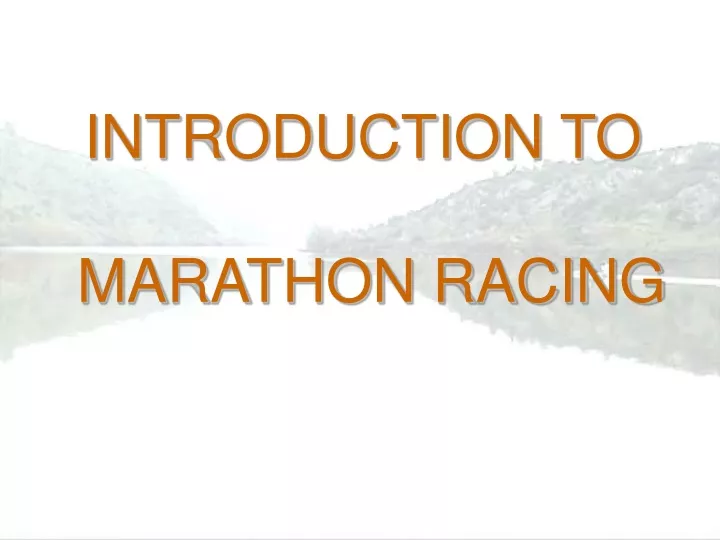 introduction to marathon racing