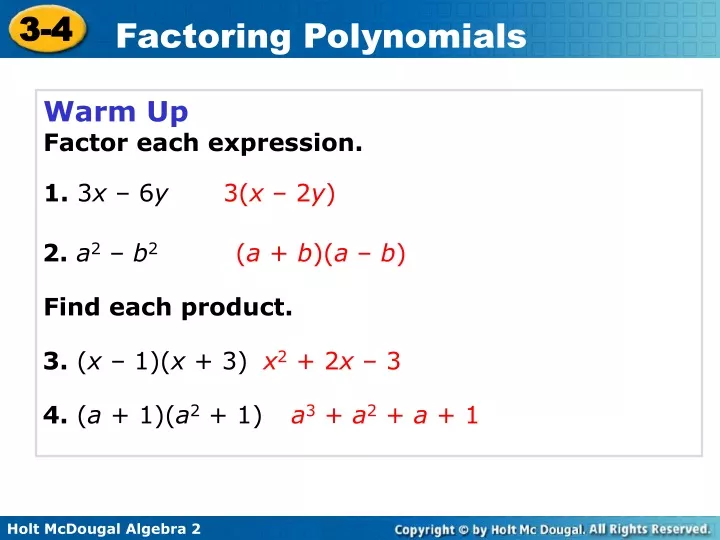 warm up factor each expression