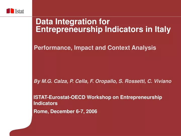 data integration for entrepreneurship indicators