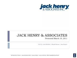 JACK HENRY &amp; ASSOCIATES Presented March 10, 2011