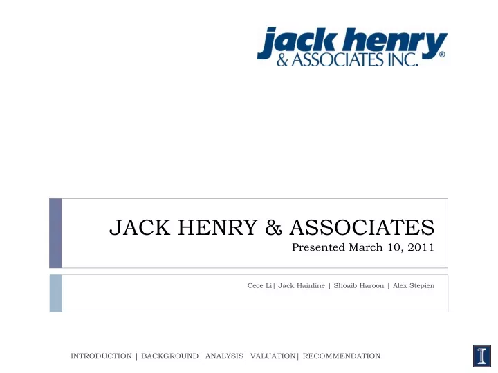 jack henry associates presented march 10 2011