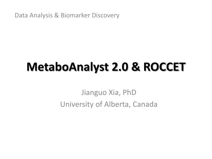 metaboanalyst 2 0 roccet