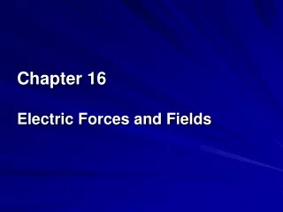 Chapter 16 Electric Forces and Fields