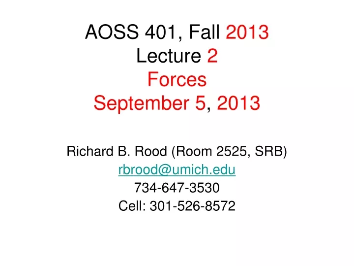 aoss 401 fall 2013 lecture 2 forces september 5 2013