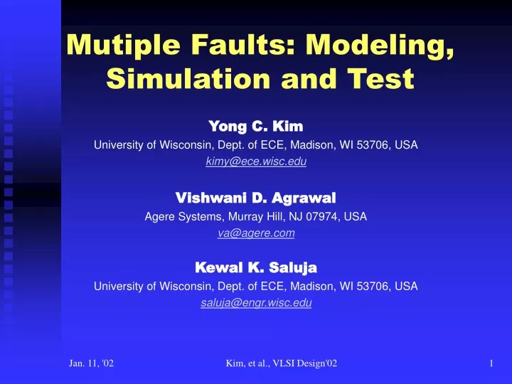 mutiple faults modeling simulation and test