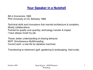 Your Speaker in a Nutshell