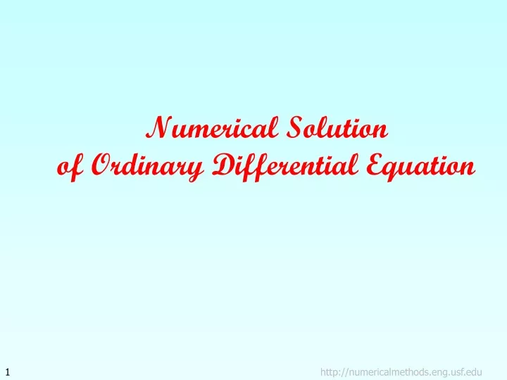 numerical solution of ordinary differential