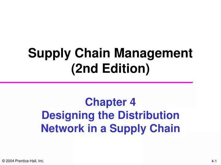 chapter 4 designing the distribution network in a supply chain