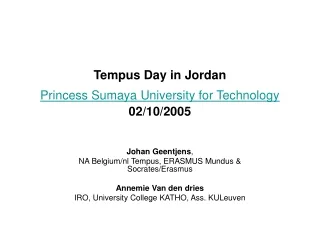 Tempus Day in Jordan  Princess Sumaya University for Technology 02/10/2005