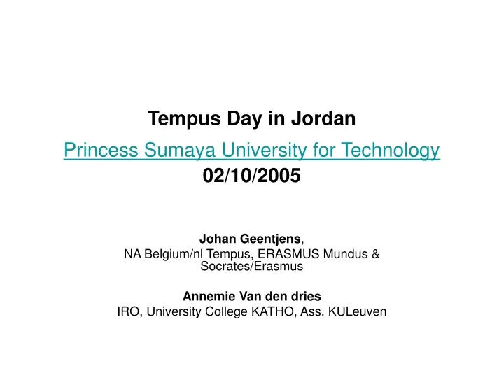 tempus day in jordan princess sumaya university for technology 02 10 2005