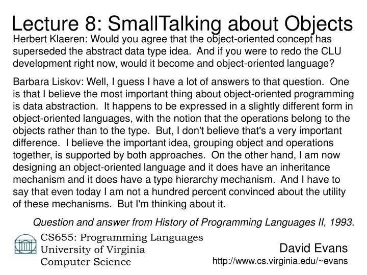 david evans http www cs virginia edu evans