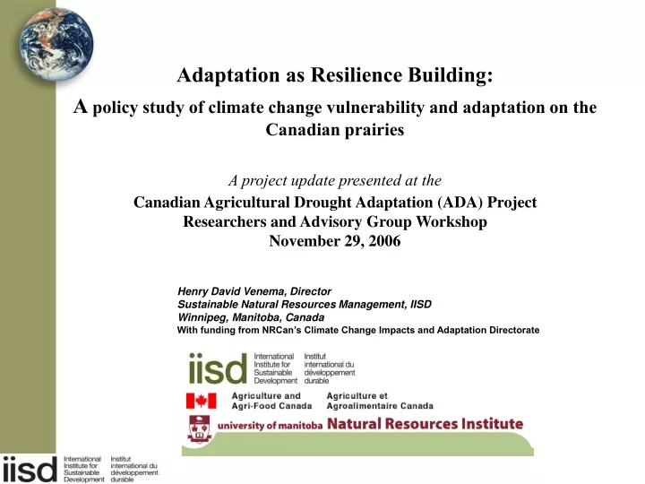 adaptation as resilience building a policy study