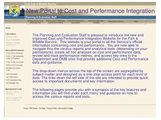 New Portal to Cost and Performance Integration