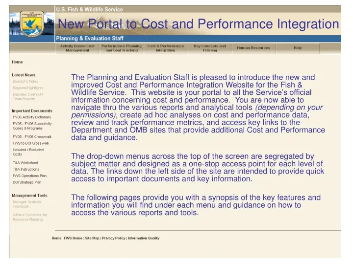 new portal to cost and performance integration