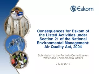 Submission to the Portfolio Committee on Water and Environmental Affairs 7 May 2013