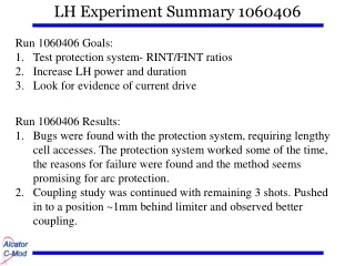 LH Experiment Summary 1060406