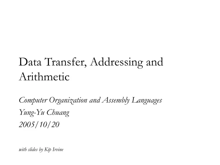 data transfer addressing and arithmetic