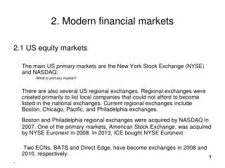 2. Modern financial markets
