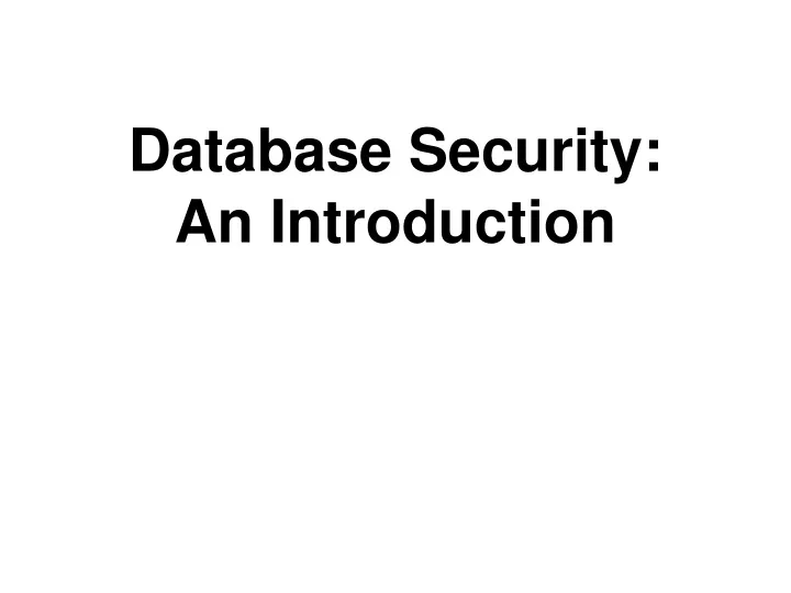 database security an introduction