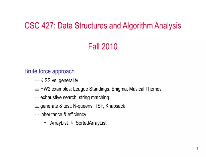 csc 427 data structures and algorithm analysis