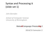 Syntax: Key Concepts and Analysis Methods - slide 1