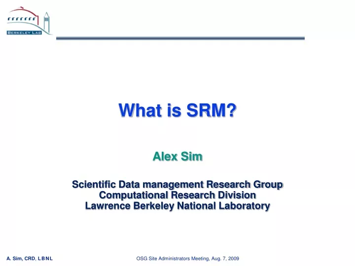 what is srm alex sim scientific data management