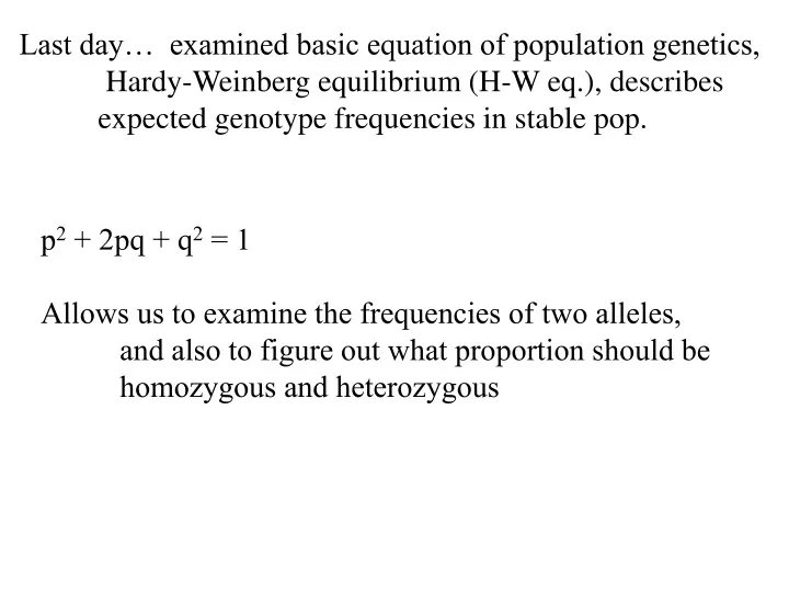 last day examined basic equation of population