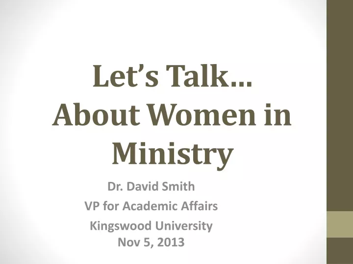 let s talk about women in ministry