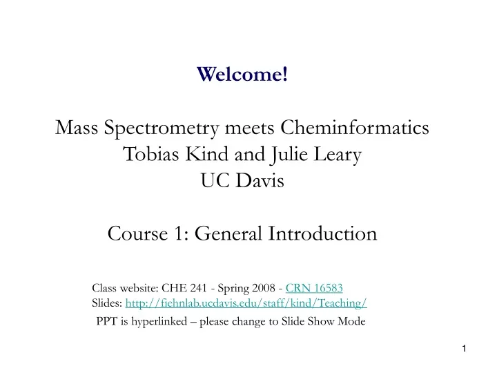 welcome mass spectrometry meets cheminformatics