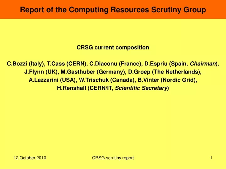 report of the computing resources scrutiny group