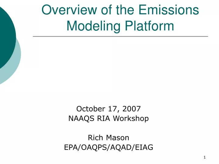 overview of the emissions modeling platform