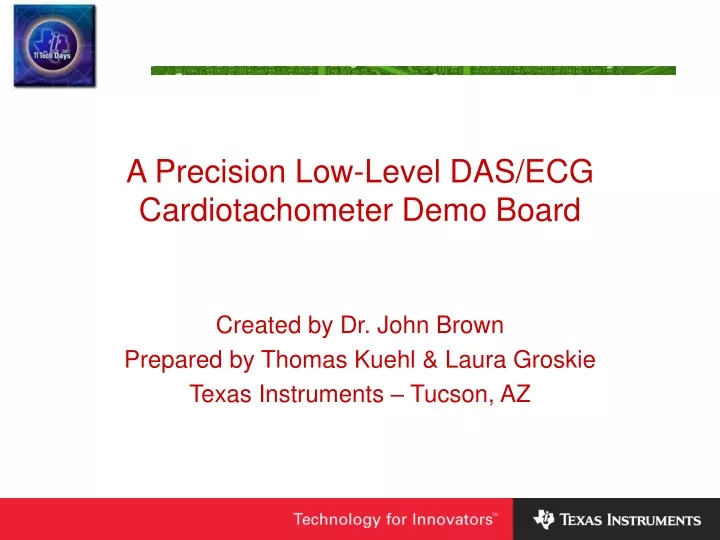 a precision low level das ecg cardiotachometer demo board