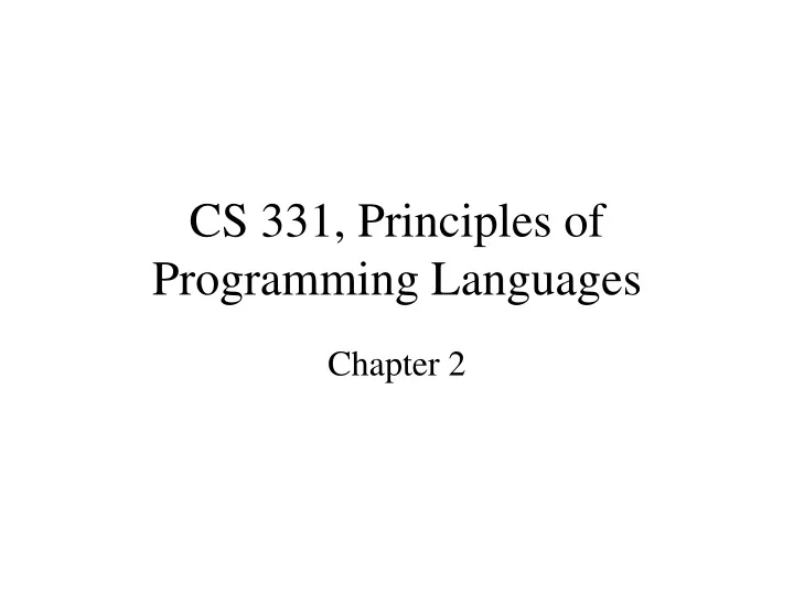 cs 331 principles of programming languages