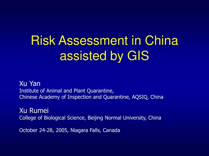 risk assessment in china assisted by gis