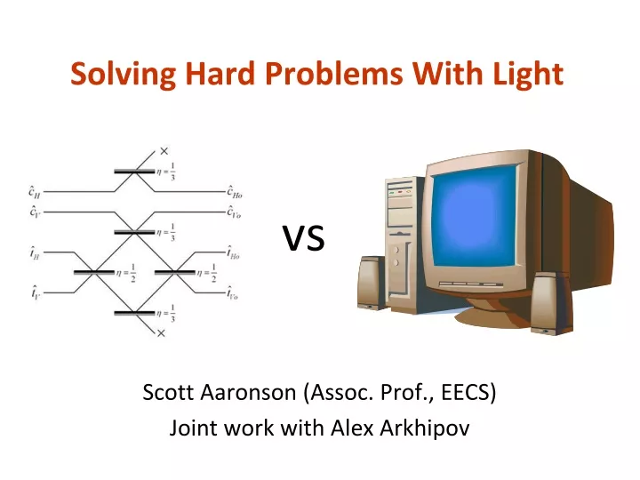 solving hard problems with light
