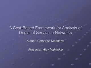 A Cost-Based Framework for Analysis of Denial of Service in Networks