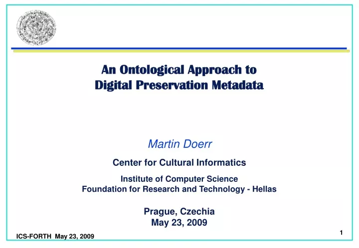an ontological approach to digital preservation metadata