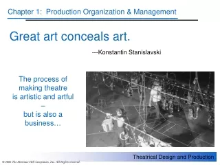 Great art conceals art. ---Konstantin Stanislavski