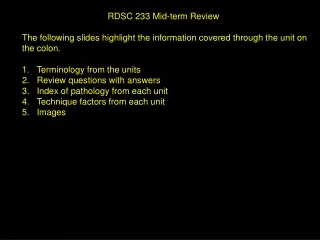 RDSC 233 Mid-term Review