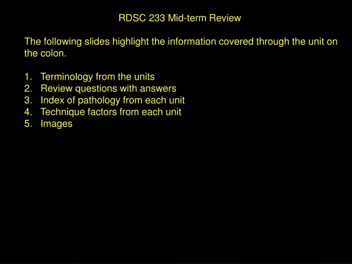 rdsc 233 mid term review the following slides