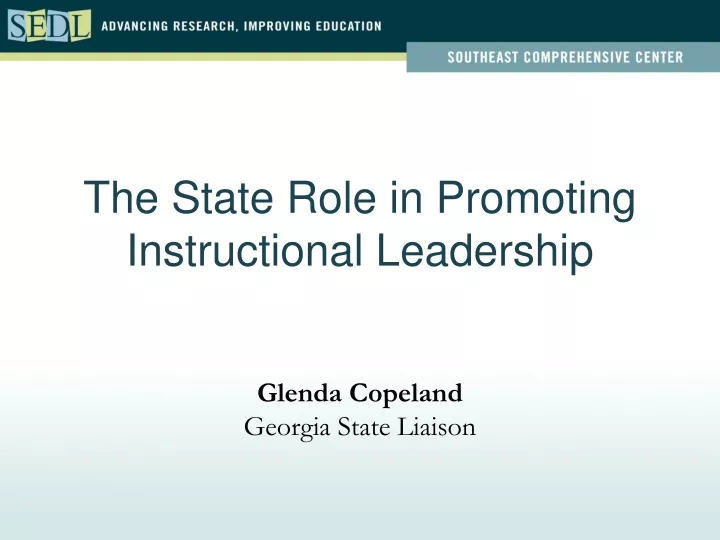 the state role in promoting instructional leadership