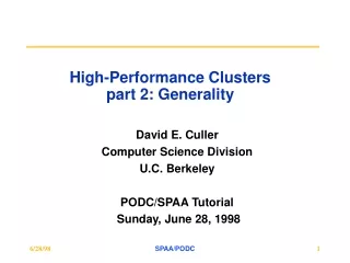 High-Performance Clusters part 2: Generality