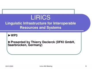 LIRICS Linguistic Infrastructure for Interoperable Resources and Systems