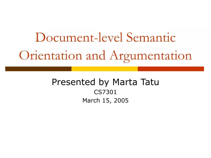 document level semantic orientation and argumentation